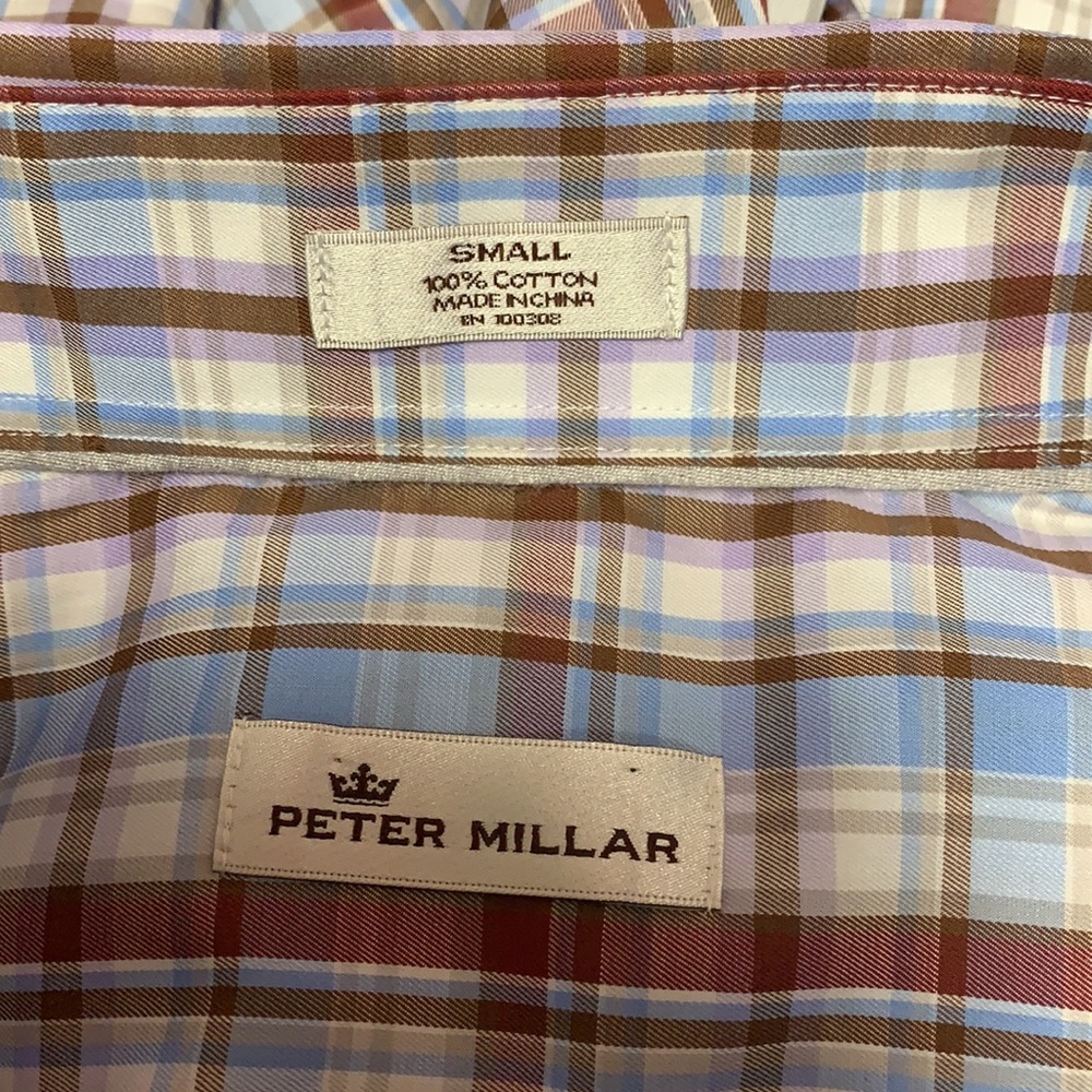 Peter Millar Plaid Collared Button Down Men Shirt - image 2